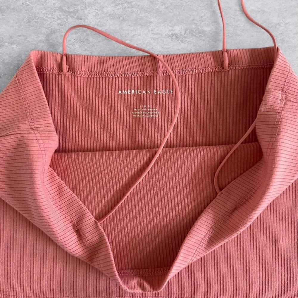 American Eagle Womens Ribbed Camisole Square Neck Spaghetti Strap Top Large - Picture 2 of 3